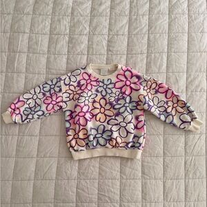 Zara - Size 6 - Cream and Multicolor Floral Sweatshirt